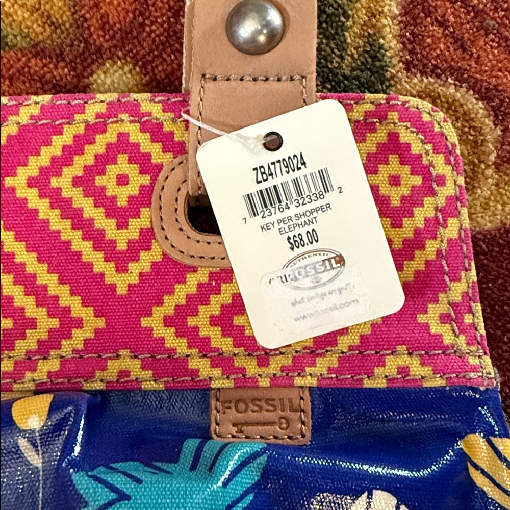 Fossil Womens Multi Color Elephant Key-Per Crossbody Bag - Picture 2 of 8
